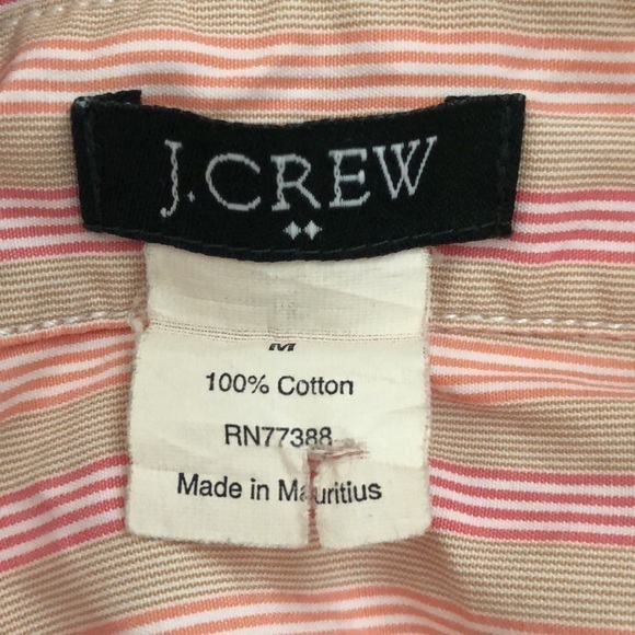 J. Crew. Button down 3/4 sleeve Shirt. Pink and Cream. Medium - Picture 9 of 9
